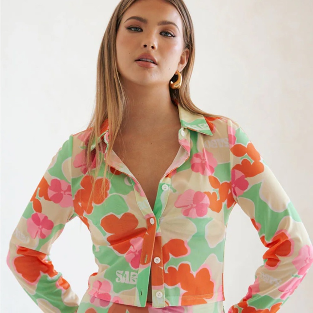 Floral Button-Up Women Top